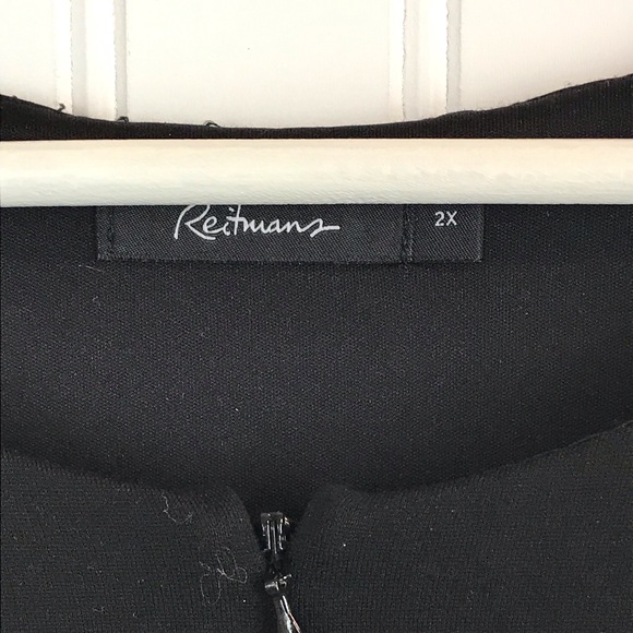 Reitman's Plus Size 2X Sheath Dress in Black Ponte Knit, Short Sleeves - Picture 4 of 9